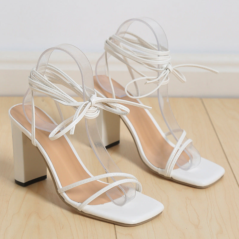 Damen transparente High-Heel Sandalen mit modischem Schleifen-Design Drune