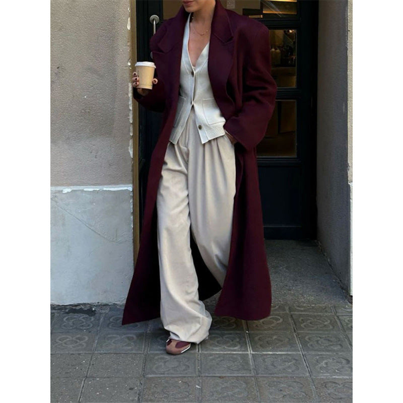 Damen eleganter doppelter Trenchcoat mit weitem Schnitt Drune