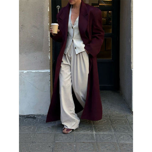 Damen eleganter doppelter Trenchcoat mit weitem Schnitt Drune