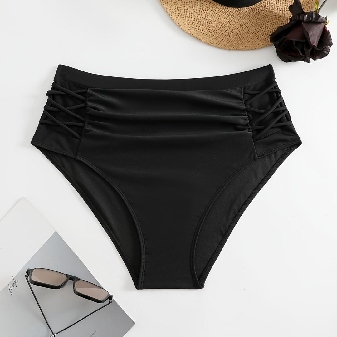 Damen High-Waist Bikinihose mit stilvollen Rüschendetails Drune