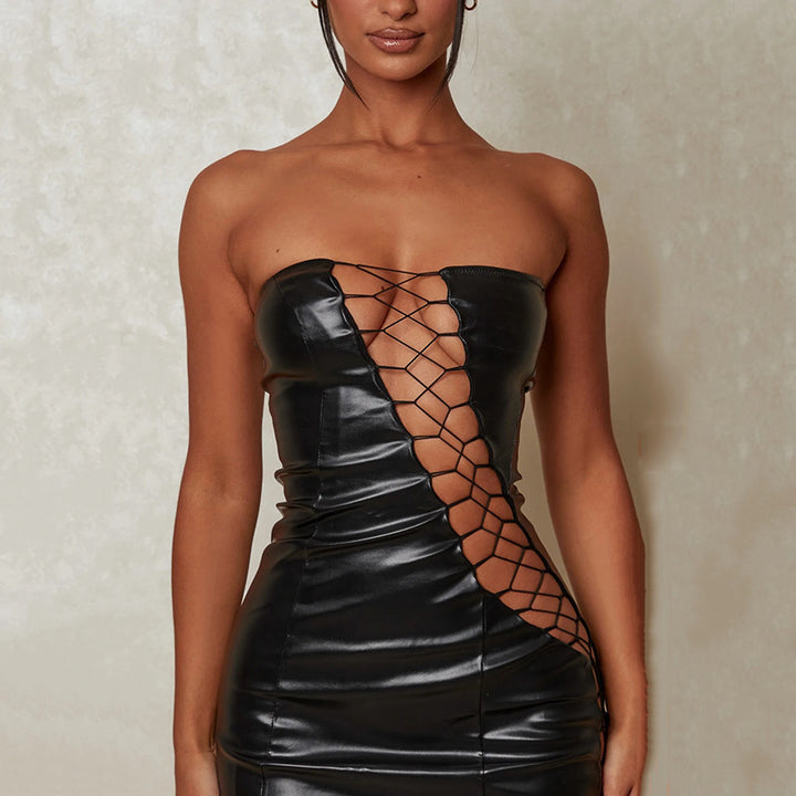 Damen Minikleid mit asymmetrischem Netzdesign und rasantem Rückenschnitt Drune