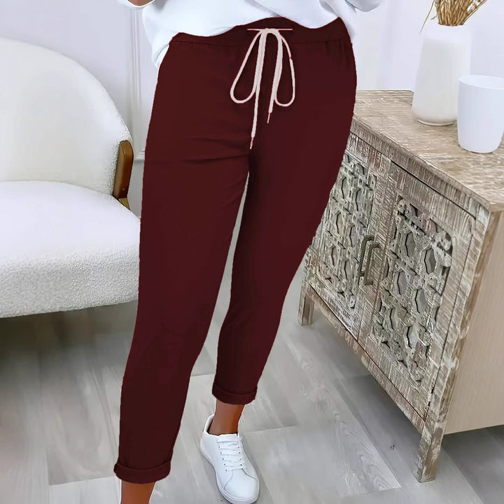Damen nan taillierte Freizeithose mit Kordelzug und Umschlagbündchen Drune