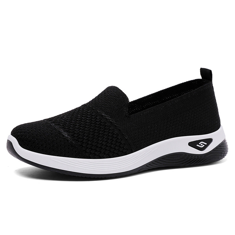 Damen nan eleganter Strick-Slipper mit verstärkter Zehenkappe, flexibler Dämpfungsplattform und Zuglasche Drune