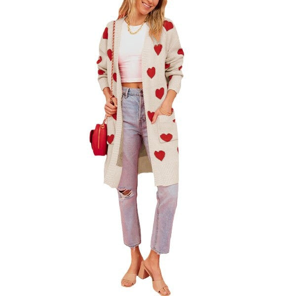 Damen Strickjacke mit Herzen Drune