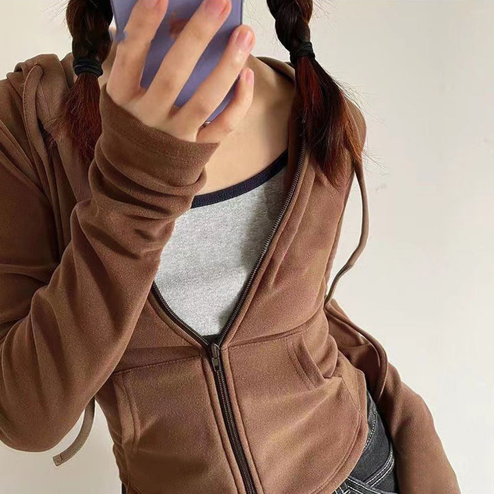 Damen modischer Kapuzenpullover mit praktischem Reißverschluss Drune