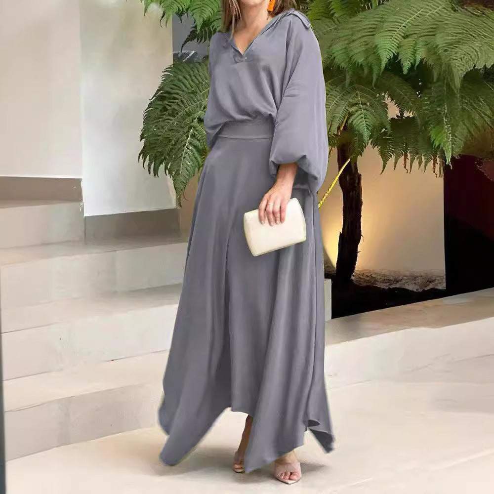 Damen Maxikleid mit weitem Schnitt und eleganten Ärmeln Drune