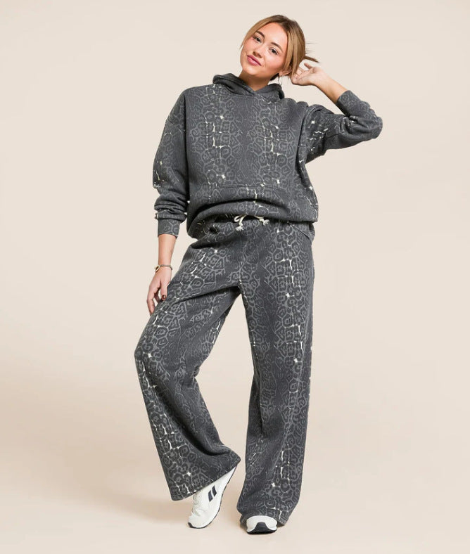 Damen lässiger Hoodie und weite Jogginghose-Set Drune