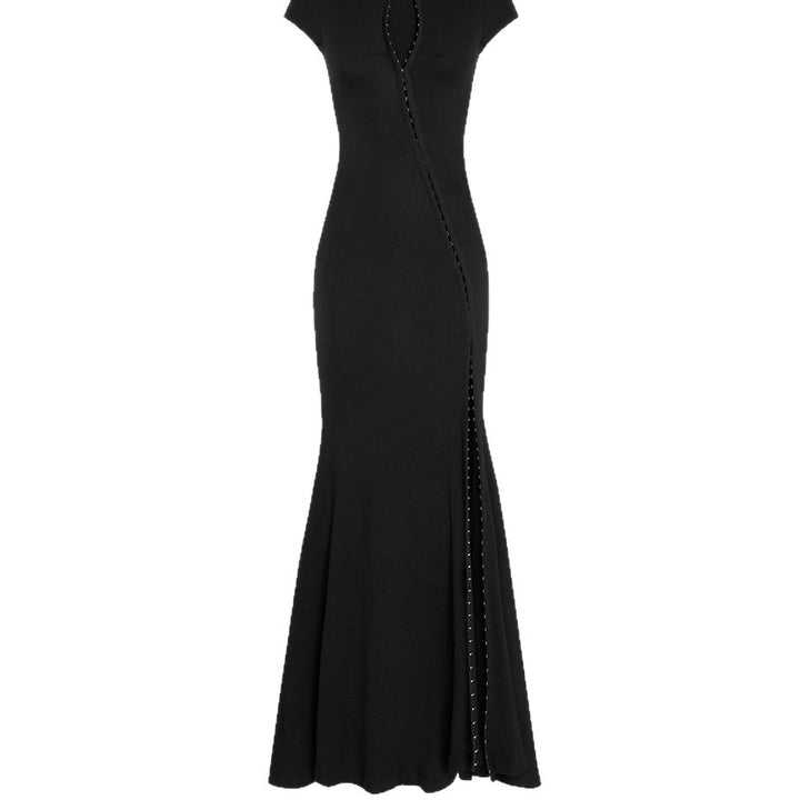 Damen Elegantes Maxikleid mit raffinierten Knopfdetails und seitlichem Schlitz Drune