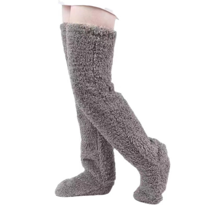 Damen Kuschelige Overknee-Socken aus weichem Fleece Drune
