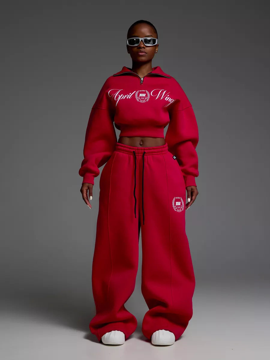 Damen Sportliches Cropped Sweatshirt und lässige Freizeithose Set Drune