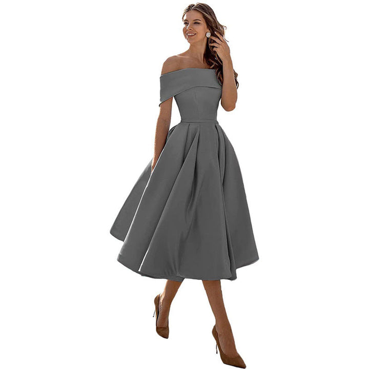 Drune | Legere Mode Satin Cocktailkleid Ohne Träger