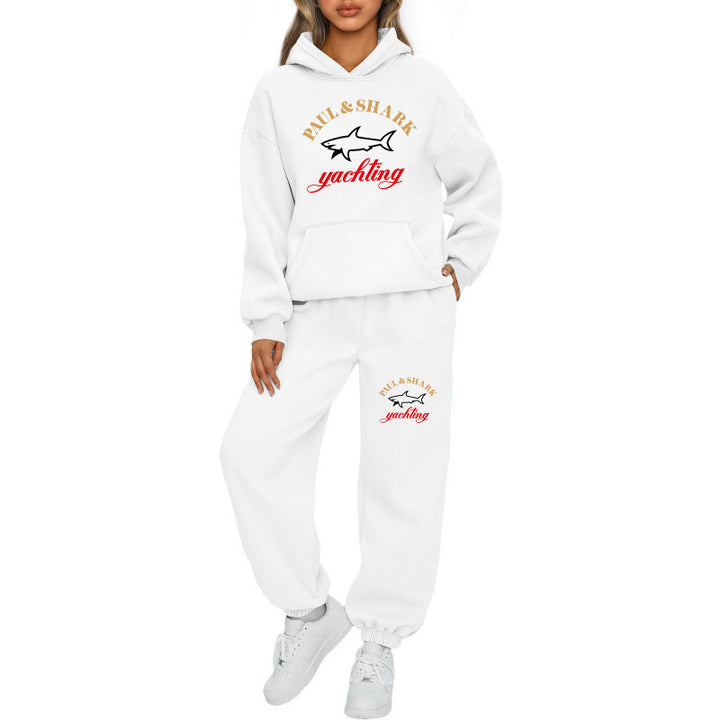 Damen nan oversized Hoodie und Jogginghose Set mit Kapuze Kängurutasche und gerippten Bündchen Drune