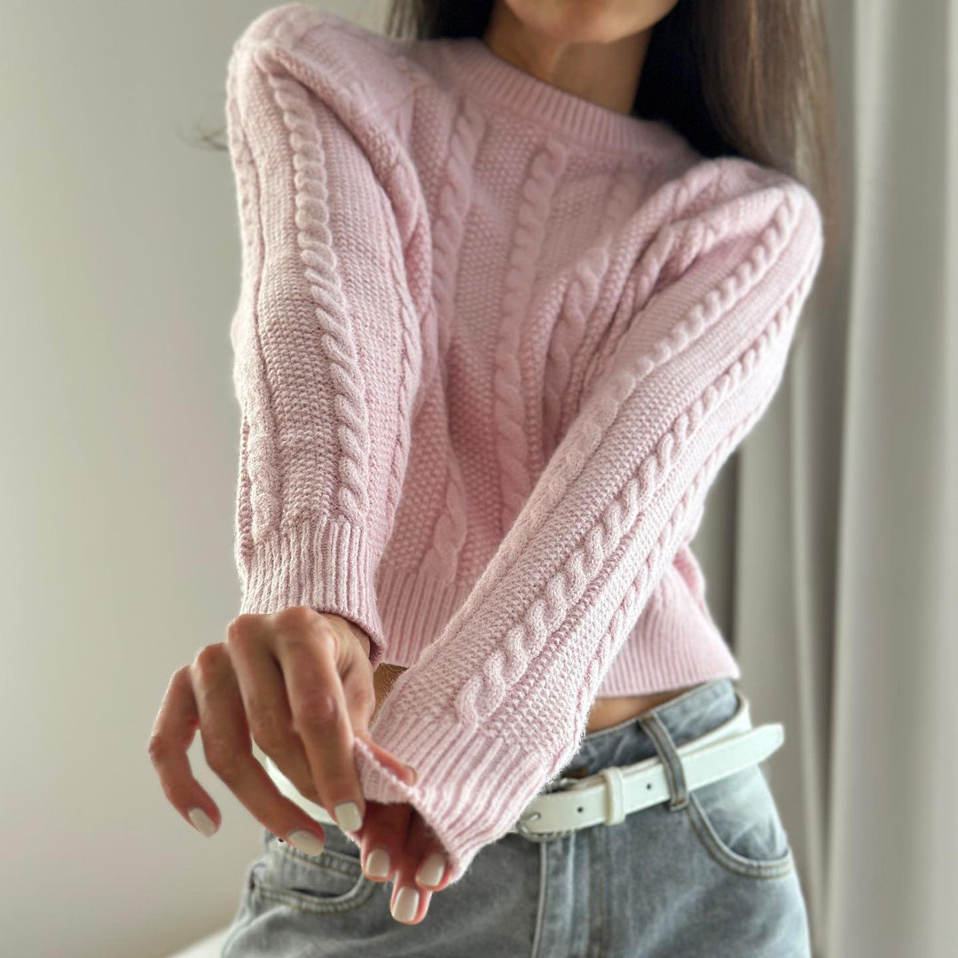Damen Strickpullover mit Zopfmuster und weitem Schnitt Drune