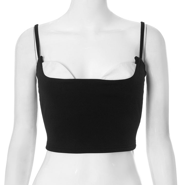 Damen Crop-Top mit verstellbaren Spaghettiträgern und innovativem Ausschnitt Drune