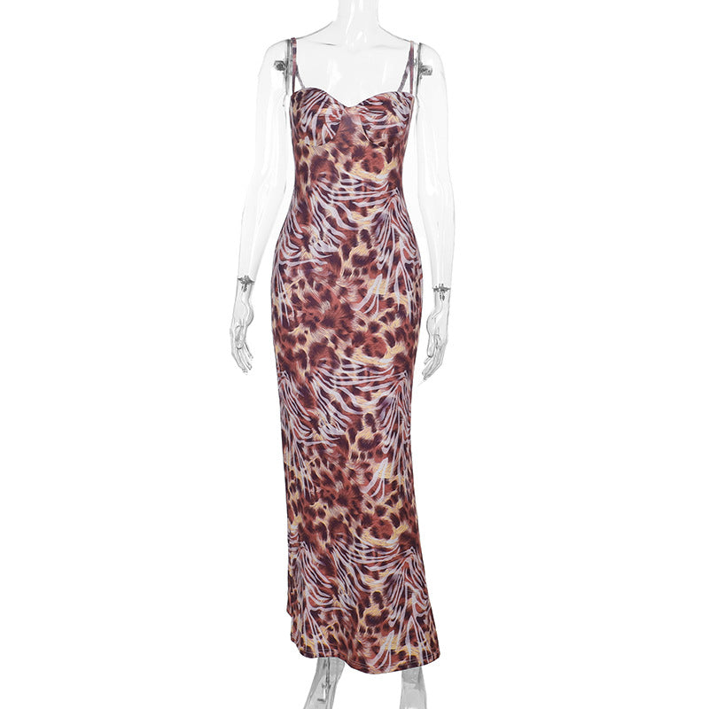 Damen Maxikleid mit elegantem Tiermuster Drune