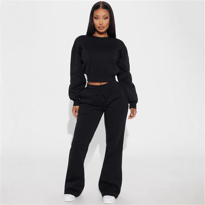 Damen cropped Sweatshirt mit voluminösen Ärmeln Drune
