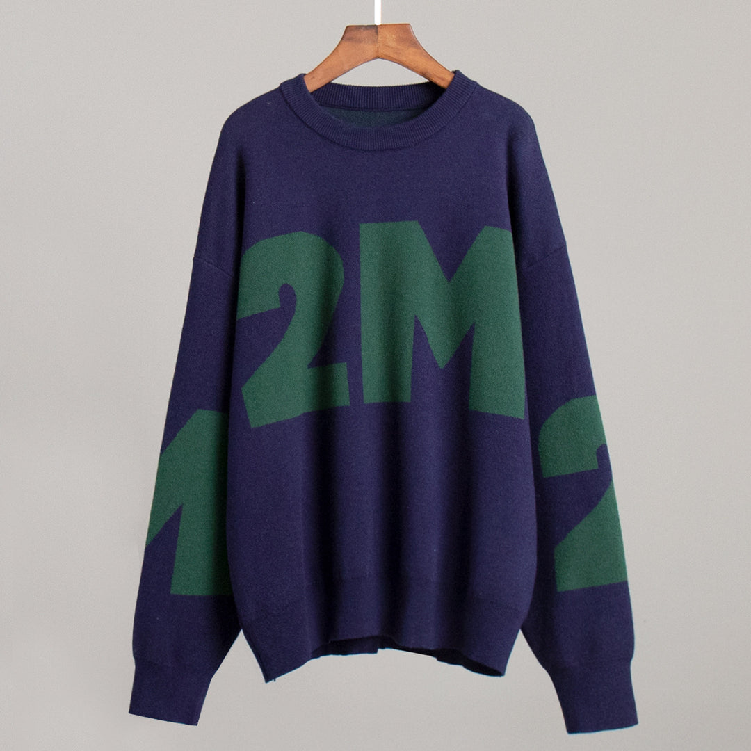 Damen Oversized Pullover mit kreativem Logo-Design Drune