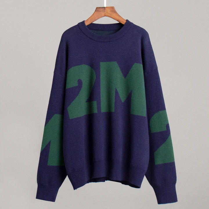Damen Oversized Pullover mit kreativem Logo-Design Drune