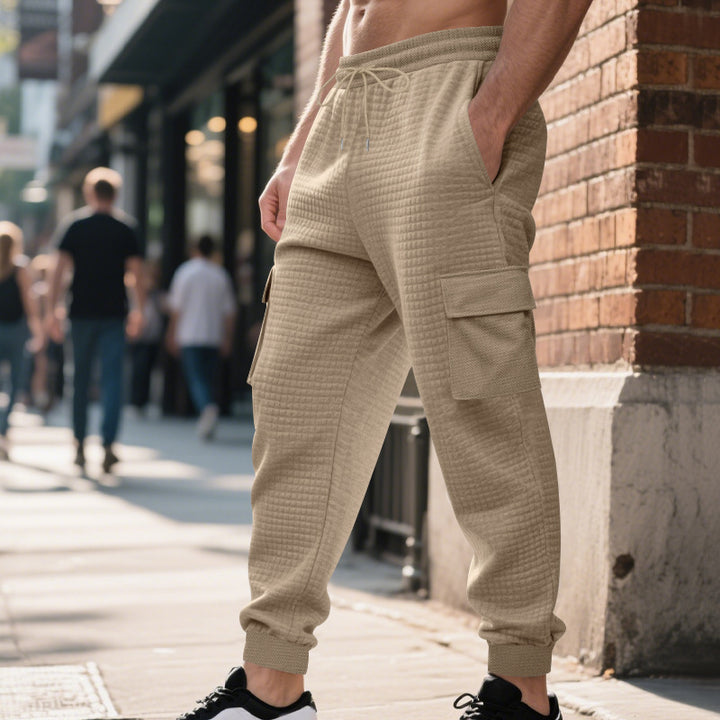 Herren nan gesteppte Thermo-Loungehose mit Funktionstaschen, Tunnelzug und elastischem Bündchen Drune