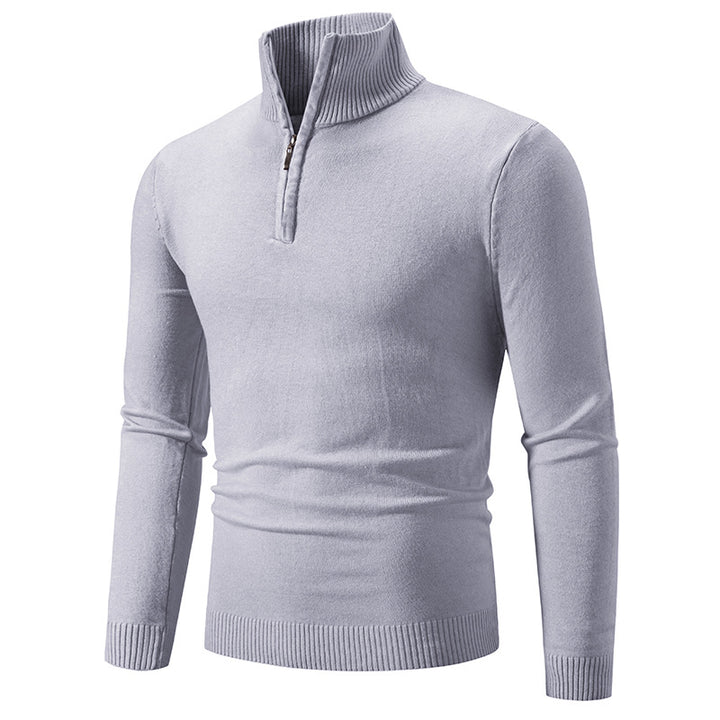Herren nan Feinstrick-Halbzip-Pullover mit Rippen-Stehkragen und schmaler Passform Drune