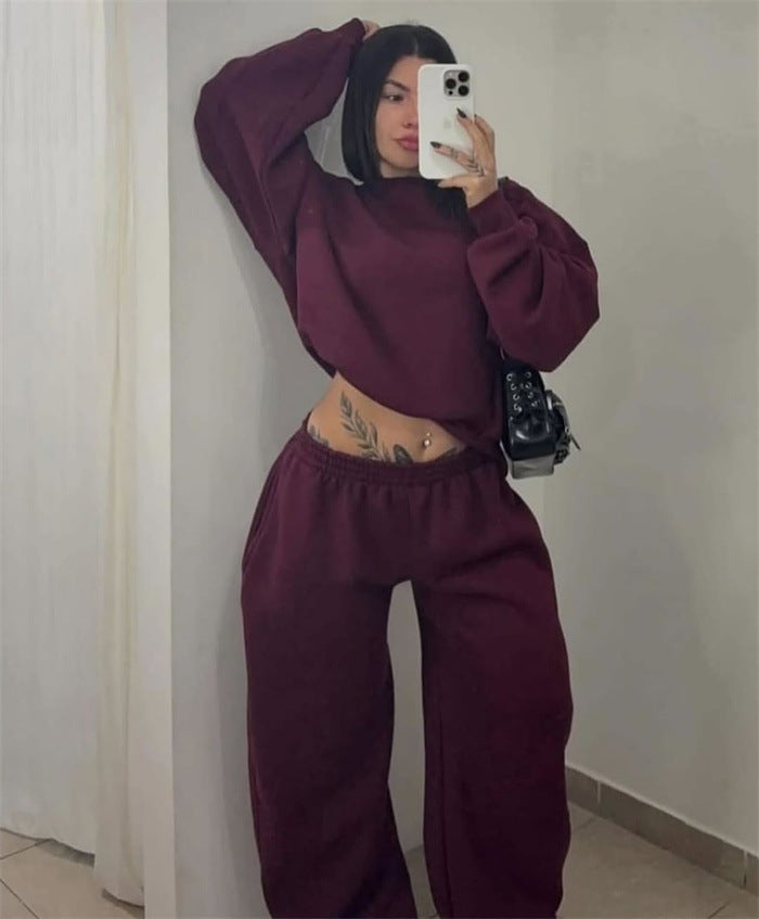 Damen lässiges Oversized Sweatshirt- und Jogginghose-Set Drune