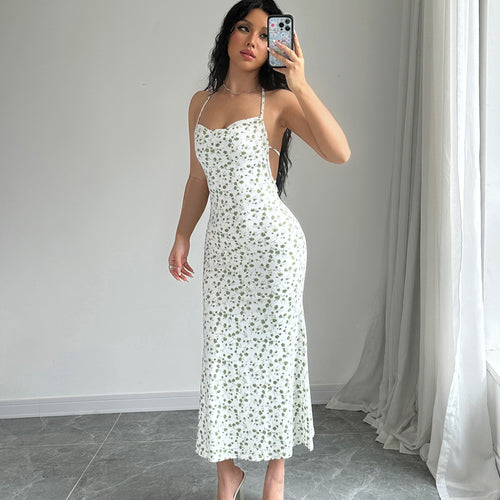 Damen Maxikleid mit eleganter Schnürung und floralem Muster Drune