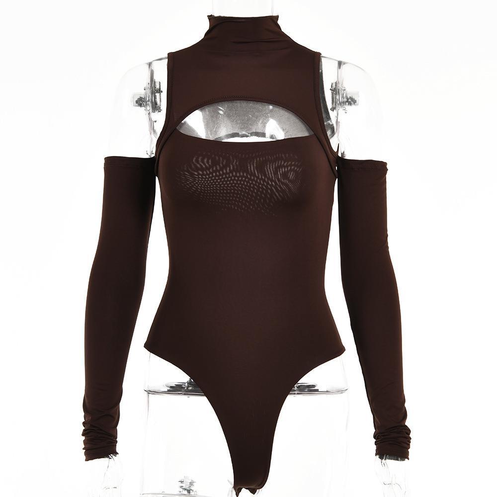Damen Eleganter Bodysuit mit raffiniertem Ausschnitt und langen Ärmeln Drune