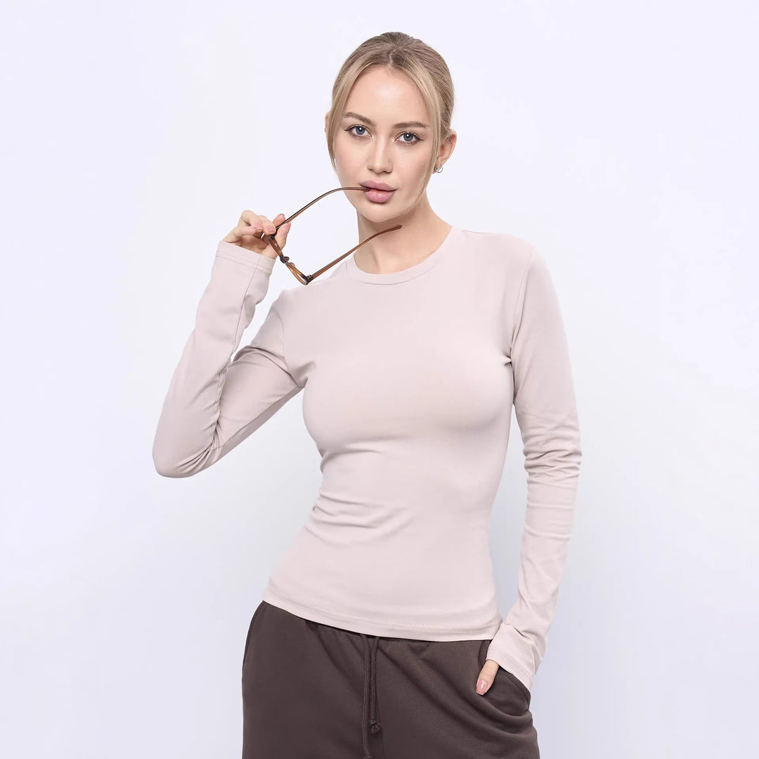 Damen Langarmshirt mit figurbetontem Schnitt und weichem Material Drune