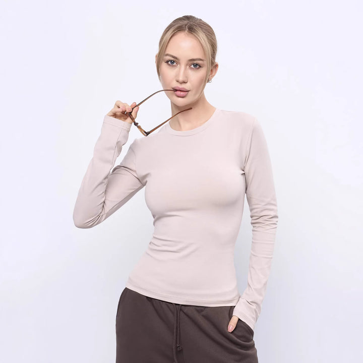 Damen Langarmshirt mit figurbetontem Schnitt und weichem Material Drune