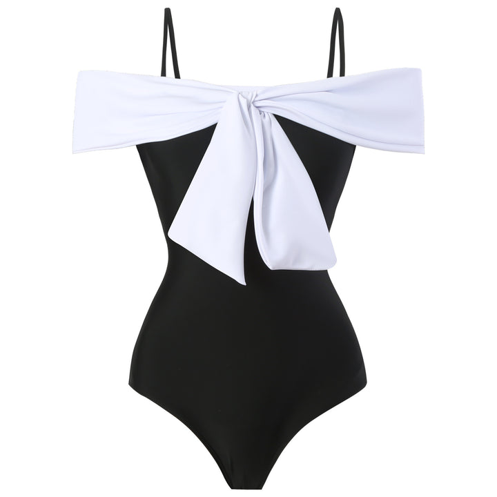 Damen Einteiler Badeanzug mit elegantem Wickel-Design und hohem Beinausschnitt Drune