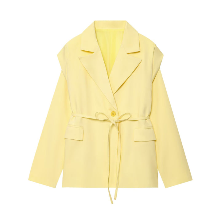 Damen elegante und taillierte Blazerjacke mit breitem Revers Drune