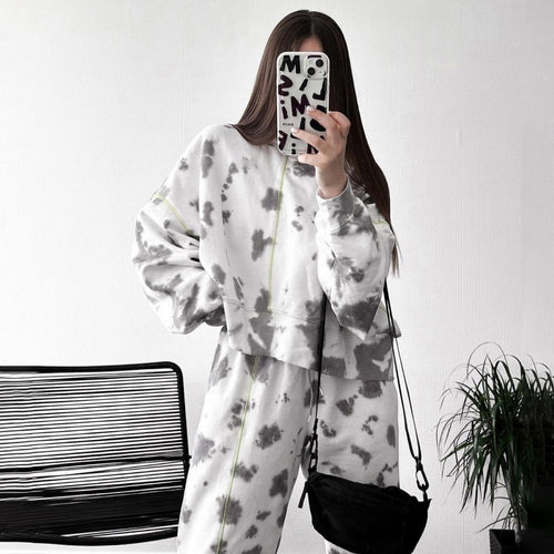 Damen lässiges Set aus weichen Jogginghosen und Hoodie Drune