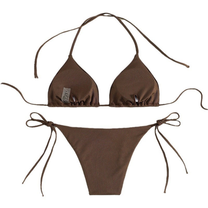 Damen Triangel-Bikini mit schmalen Trägern und verstellbaren Schnürdetails Drune