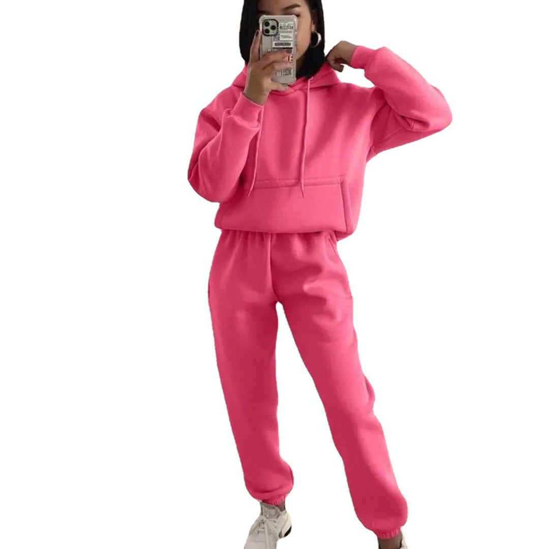 Damen nan kuscheliger Oversize-Kapuzenpullover und Highwaist-Jogginghose Set Drune
