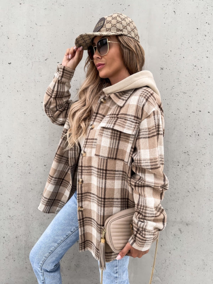 Damen Flanellhemdjacke im Karomuster mit praktischen Taschen und weichem Innenfutter Drune