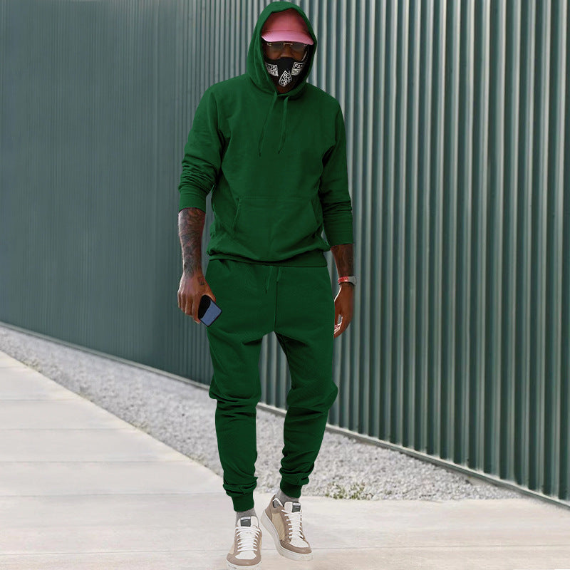 Herren nan lässiges Hoodie- und Jogging-Set aus French Terry mit Kängurutasche, gerippten Bündchen und elastischem Tunnelzugbund Drune