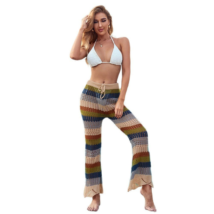 Damen Luftige Häkelhose im Boho-Stil mit hoher Taille Drune