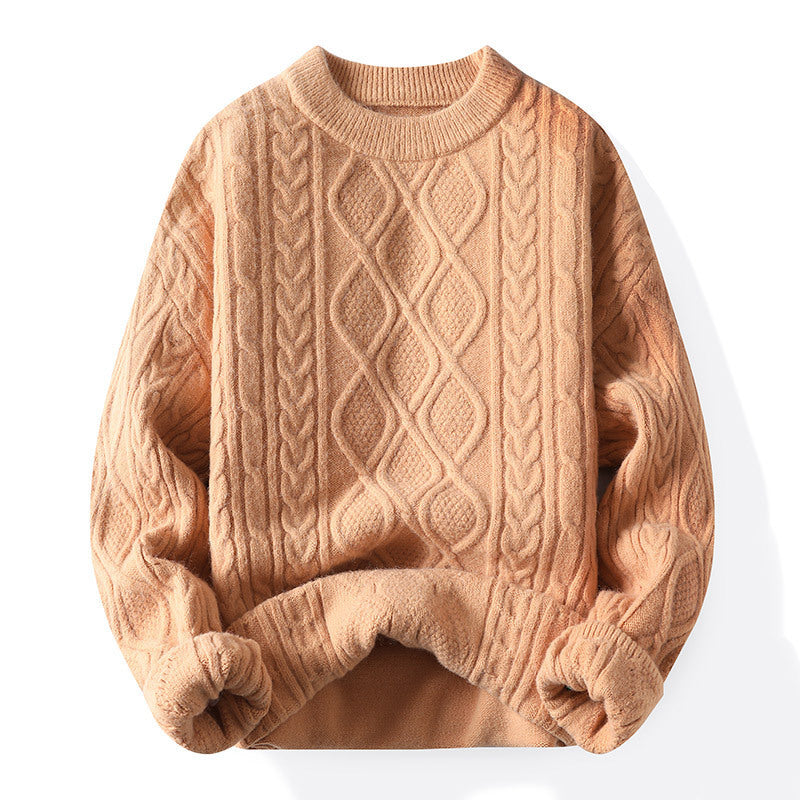 Damen Grobstrickpullover mit zeitgemäßem Zopfmuster und klassischem Rundhalsausschnitt Drune