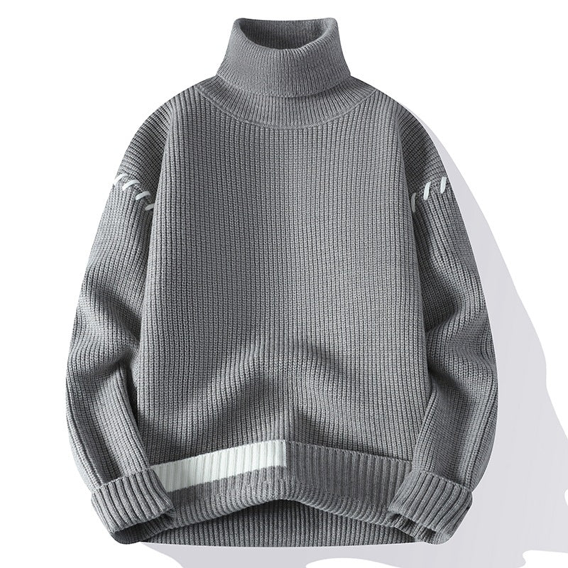 Damen Grober Rollkragenpullover mit dekorativen Ärmeldetails Drune
