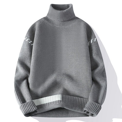 Damen Grober Rollkragenpullover mit dekorativen Ärmeldetails Drune