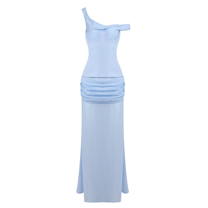 Damen Elegantes Maxikleid mit asymmetrischem Design und raffinierten Drapierungen Drune