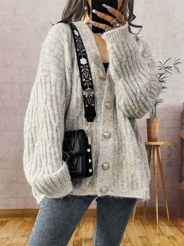 Damen gemütliche Strickjacke mit Knopfdetails Drune