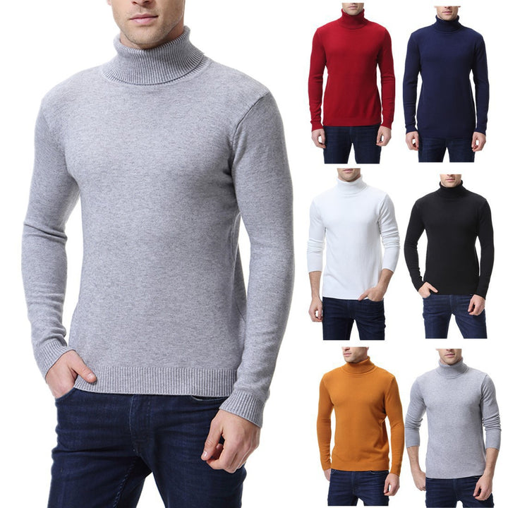 Herren nan schlanker Feinstrick-Rollkragenpullover aus Merino-Baumwollmix mit Rippenbündchen Drune