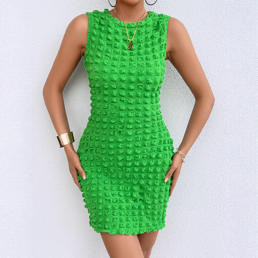 Damen kurzes figurbetontes Kleid mit strukturiertem Material Drune