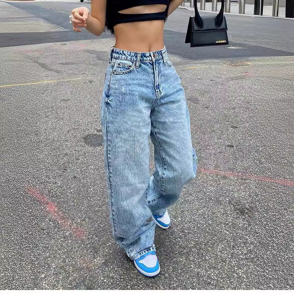 Damen weite Cargo-Jeans mit einzigartigen Taschen und lässigem Schnitt Drune