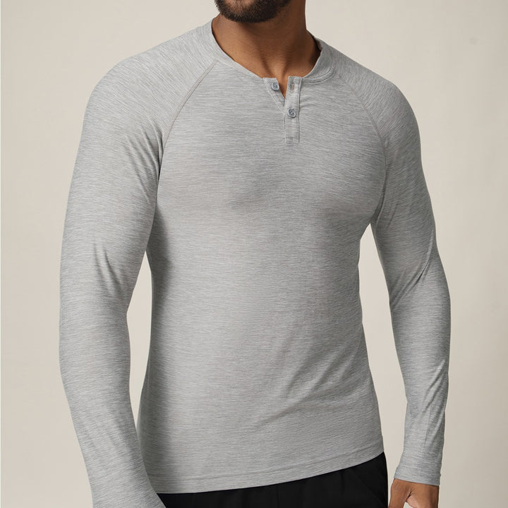 Herren Langarmshirt mit Knopfleiste Drune
