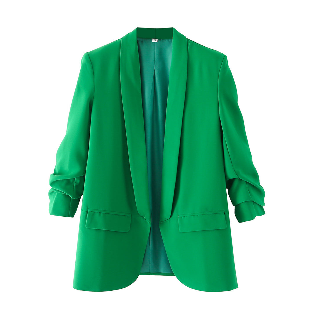 Damen eleganter Blazer mit gekrempelten Ärmeln und praktischen Taschen Drune
