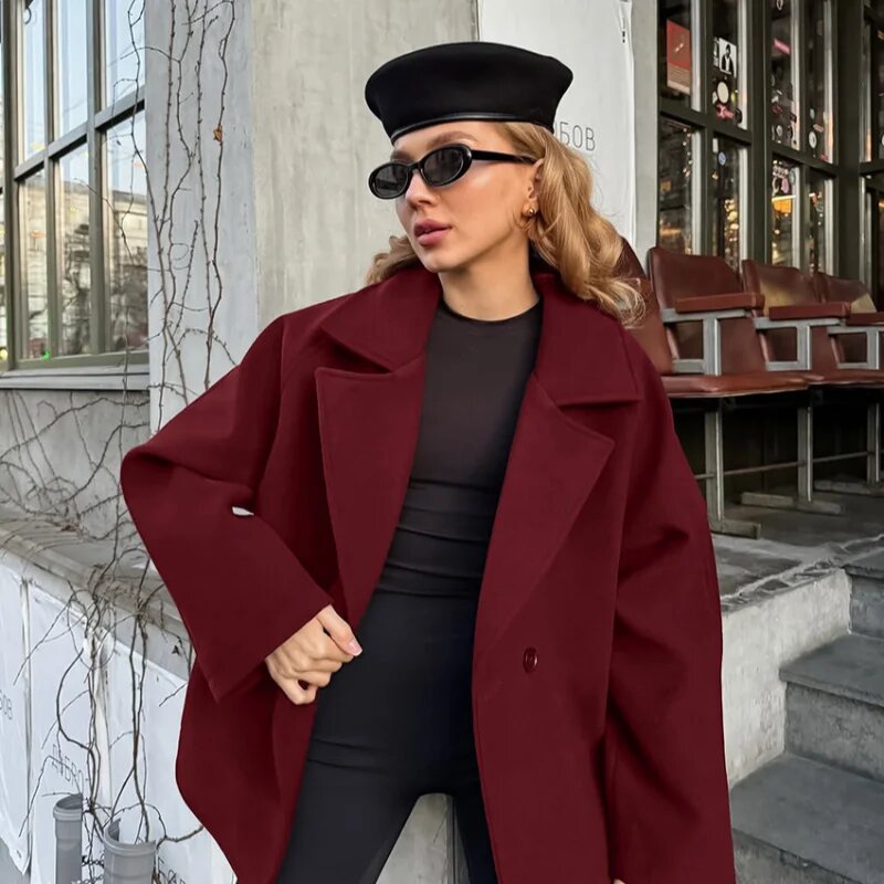 Damen Modische Wickeljacke aus hochwertigem Material mit taillierbarem Gürtel Drune