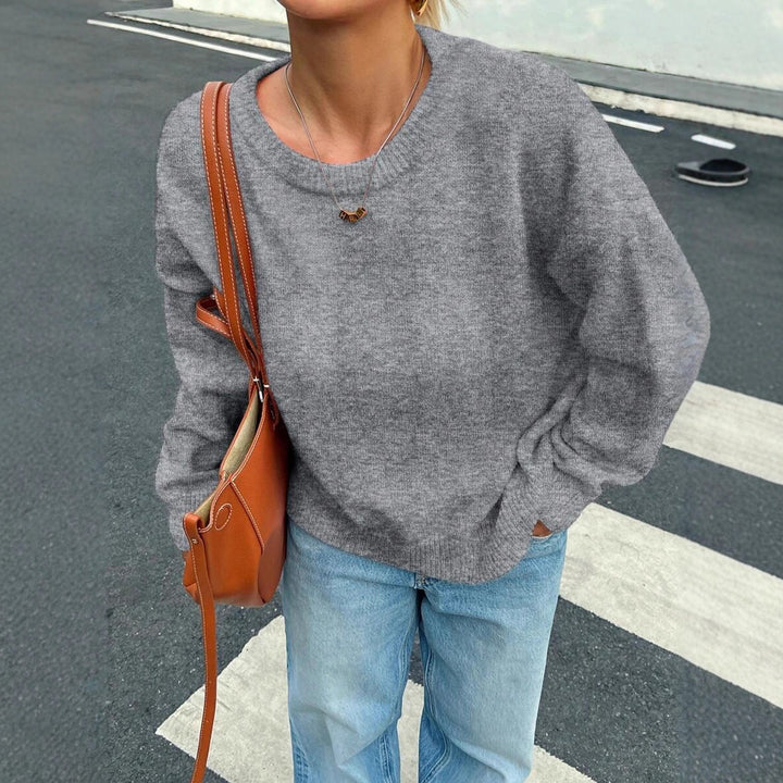 Damen Bequemer Pullover aus feiner Strickqualität mit zeitlosem Rundhalsausschnitt Drune