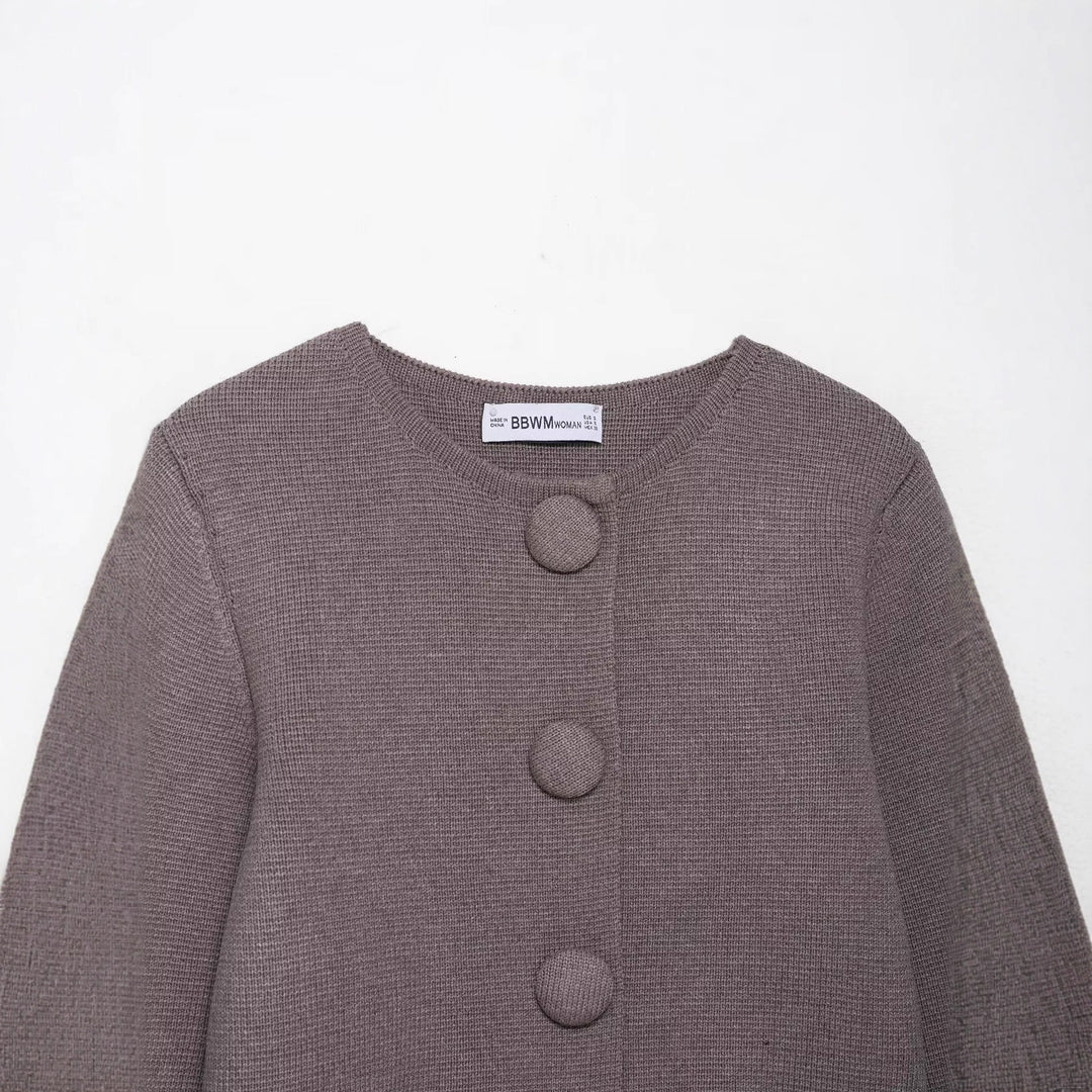 Damen stilvolle Strickjacke mit Knopfdetails Drune